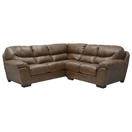 Casual 2-Piece Sectional with Pillow Arms